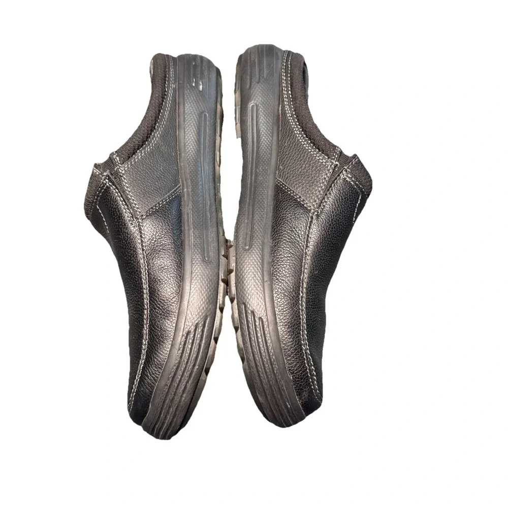 Skechers‎ Slip On Shoes Mens 9  Black Leather Loafers Slides Porter Vamen 65097